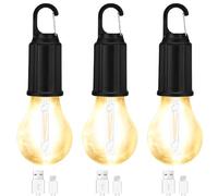 GAOUTO 3 lámparas de camping, recargables LED portátiles, luz de camping, brillo ajustable, 3 modos de luz, lámpara de tienda de campaña, resistente al agua, luces de camping para camping, corte de