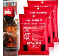GAOUTO 3 Unidades Manta Ignífuga, 100 * 100 CM Manta contra Incendios de Fibra de Vidrio, Manta de Seguridad para Cocina, Garaje, Hogar, Caravana