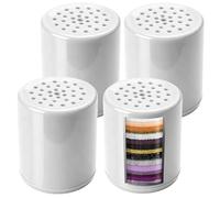 GAOUTO 4 filtros de ducha universales de repuesto: bolas minerales, filtro de ducha, elimina cloro, metales pesados, hierro, otras cuerdas, filtro de ducha de 30 niveles para agua calcárea para baño