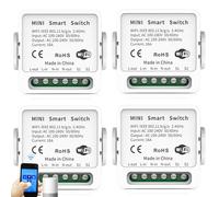 GAOUTO 4 módulos de interruptor de luz inteligente, interruptor de luz inteligente para el hogar, control de voz inteligente Interruptori, compatible con Alexa y Google Assistant, Tuya, requiere cable