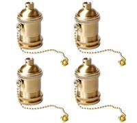 GAOUTO 4 portalámparas vintage E27, portalámparas con interruptor de cadena, base de aluminio, portalámparas para bombilla de pared, lámpara de techo, mesa Edison, lámpara colgante, accesorios DIY