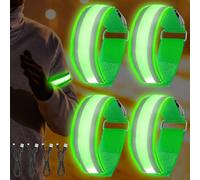 GAOUTO 4 pulseras LED recargables, reflectivas LED con USB, banda reflectante de nailon, bandas luminosas para niños, luces intermitentes, luz de seguridad nocturna, para correr, correr, deportes