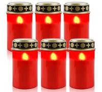 GAOUTO 6 velas LED para tumba, 7 x 12,3 cm, resistentes al agua, para cementerio, funciona con pilas (no incluidas), para exteriores (rojo)
