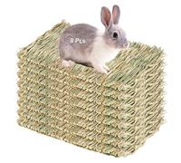 GAOUTO 8 alfombrillas de hierba de conejo, para animales pequeños, 28 x 20 cm, juguete para masticar, alfombra de hierba natural tejida a mano, para conejos, ratas, loros, cobayas, hurones