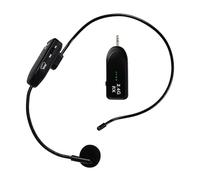 GAOUTO Auriculares inalámbricos con micrófono, micrófono inalámbrico de 2,4 G, altavoz inalámbrico recargable con indicador de batería, alcance de 20 m, para altavoces, clases, conferencias