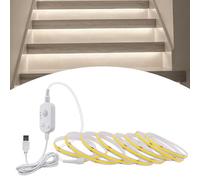 GAOUTO Banda LED con detector de movimiento, 5 m USB LED Strip detector de movimiento, 3 modos de iluminación ajustables, función de temporización, sensor de banda LED para escaleras, dormitorio