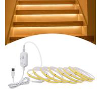 GAOUTO Banda LED con detector de movimiento, 5 m USB LED Strip detector de movimiento, 3 modos de iluminación ajustables, función de temporización, sensor de banda LED para escaleras, dormitorio