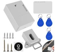 GAOUTO Cerradura Electrónica RFID para Armario, Cerradura Inteligente para Cajones con 2 Llaveros y 2 Tarjetas RFID, Cerradura Oculta para Armario de Madera, Blanco