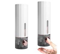 GAOUTO Dispensador de jabón de pared de 2 unidades: dispensador de jabón de 450 ml sin taladrar con 12 etiquetas para botellas de jabón, dispensador de gel de ducha, dispensador de jabón de manos