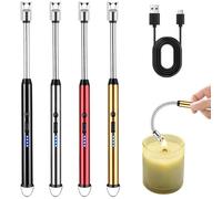 GAOUTO Encendedor Eléctrico: 4 Piezas Encendedor USB Recargable, Encendedor de Arco con Cuello Flexible, Resistente al Viento y a Salpicaduras, para Uso Interior y Exterior (Rojo)