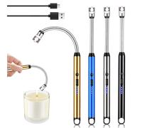 GAOUTO Encendedor Eléctrico: 4 Piezas Encendedor USB Recargable, Encendedor de Arco con Cuello Flexible, Resistente al Viento y a Salpicaduras, Para Uso Interior y Exterior (Azul)