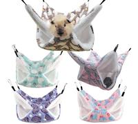 GAOUTO Hamaca de 5 piezas para cobayas, doble capa, ratas, cobayas, accesorios para animales pequeños, hamacas colgantes para hurones, ratas, cobayas, loro, hámster