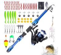 GAOUTO Juego de caña de pescar para niños, con carrete de pesca y cebo, fibra de carbono, caña de pescar telescópica de 1,8 m y carrete de línea de pesca, juego de iniciación para niños, accesorios