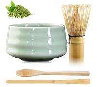 GAOUTO Juego de té matcha de 4 piezas: batidor de matcha con 2 cucharas de matcha, cuenco de cerámica matcha juego de té matcha, accesorios matcha, set de regalo para ceremonia de té completa