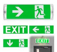 GAOUTO Lámpara LED de escape, iluminación LED de emergencia, luz continua, luz de emergencia, señal de salida de emergencia, incluye batería de emergencia de 3 horas, 4 pictogramas de salida de