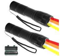GAOUTO Linterna LED 4 en 1, 2 unidades, linterna multicolor con rojo, amarillo, naranja, luz blanca, recargable USB, foco impermeable, linterna para camping, aventuras al aire libre