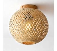 GAOUTO - Pantalla de ratán bohemia, colgante de ratán, lámpara de bambú, colgante vintage bohemio de rotina, lámpara de techo vintage de bambú para dormitorio, cocina o pasillo