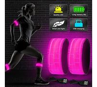 GAOUTO Pulsera LED recargable, 2 unidades de banda luminosa con USB, reflectores para correr, correr, ciclismo, senderismo, correr, deportes al aire libre
