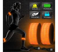 GAOUTO Pulsera LED recargable, 2 unidades de banda luminosa con USB, reflectores para correr, correr, ciclismo, senderismo, correr, deportes al aire libre