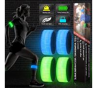 GAOUTO Pulsera LED recargable, 4 unidades de banda luminosa con USB, reflectores para correr, correr, ciclismo, senderismo, correr, deportes al aire libre