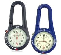 GAOUTO - Reloj de bolsillo con mosquetón, impermeable, 2 unidades, con fijación de cuarzo, analógica, luminosa, para enfermera y ciclista