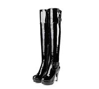 GAOword 11,5 CM / 4,52 Pulgadas Tacones Altos Puntiagudos De Moda Sexy Elegantes Botas De Discoteca para Mujer Botas Altas hasta La Rodilla Botas De Caballero De Baile En Barra,Negro,39 EU