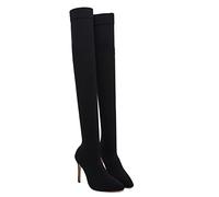 GAOword 11 Cm Tacones Altos Damas Sexy Muslo Alto Tubo Elástico Botas Discoteca Fiesta De Baile Botas De Tacón Alto Pole Dance,Negro,37 EU