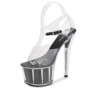 GAOword 17 Cm / 6,69 Pulgadas Moda Mujer Tacones Altos Transparentes Punta Abierta Sexy Stiletto Zapatos De Fiesta Vestido De Trabajo Zapatos De Discoteca,Negro,36 EU