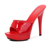 GAOword Sandalias para Mujer 13 cm / 5.11 en Tacones Altos Sexy Striptease Stage Performance Pole Dance Tacones Altos Tacones Nightclub Party Dance Party Plataforma,Rojo,41 EU