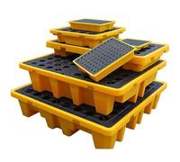 GAOXIAO Bandeja Industrial para Contención de Derrames, Palet de Plástico para Envíos con Rejilla, Bandeja Resistente para Anques de Aceite Bidones para Seguro de Líquidos 66x36x12cm