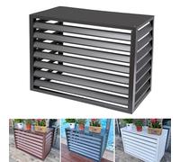 GAOXIAO Cubre Aire Acondicionado Exterior Aluminio, Copertura per Condizionatore, D'aria Louver Superiore Resistente Alla Ruggine Impermeabile per Giardino Balcone Patio Gray 110x80x60cm