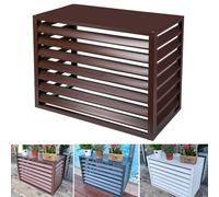 GAOXIAO Cubre Aire Acondicionado Exterior Aluminio, Copertura per Condizionatore, D'aria Louver Superiore Resistente Alla Ruggine Impermeabile per Giardino Balcone Patio Brown 110x80x60cm