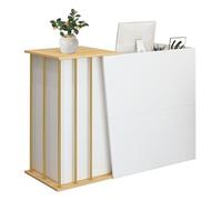 GAOXIAO Mesa de Recepción con Cajón para 2 Armarios, Barra de Recepción, Mostrador de Recepción Mostradores para Tiendas Recepciones Peluqueria Mueble Recepción Balcao de Recepção A 140 cm