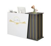 GAOXIAO Mostrador De Recepción, Gabinete De Cajero Estilo Mármol, Mesa De Recepción con Cajón Cerradura, Escritorio De Recepción para Vestíbulo Mostrador de Bienvenida A 120 cm