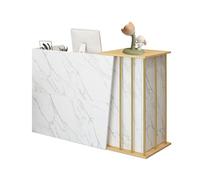 GAOXIAO Mostrador De Recepción, Gabinete De Cajero Estilo Mármol, Mesa De Recepción con Cajón Cerradura, Escritorio De Recepción para Vestíbulo Mostrador de Bienvenida B 120 cm