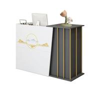 GAOXIAO Mostrador De Recepción, Gabinete De Cajero Estilo Mármol, Mesa De Recepción con Cajón Cerradura, Escritorio De Recepción para Vestíbulo Mostrador de Bienvenida