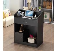 GAOXIAO Mostrador de Recepción Pequeño, Mesa de Recepción con Compartimentos Abiertos, Mostradores de Recepción con 1 Cajón y 1 Armario, Muebles de Oficina Tavolo da Bar Black 80 x 40 x 110cm