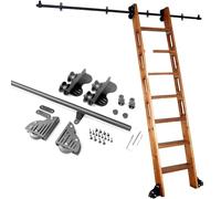 GAOXIONG Escalera retráctil rodante de 3.3 pies a 26.2 pies, Kit de herrajes para Escalera Deslizante, riel Redondo y Rodillo de Piso, riel de Escalera móvil de Acero Negro para hogar, Interior, L,