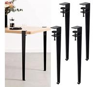 GAOXIONG Juego de 4 Patas de Metal para Muebles de 70 cm, con Abrazaderas atornillables para Escritorio, Mesa de Comedor, Mesa de Centro, Altura Ajustable y Protectores de Suelo, Color Negro.