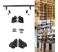 GAOXIONG Kit de herrajes para riel de Escalera corrediza, Kit de herrajes para Puerta corrediza de Granero, riel Deslizante, riel de Escalera rodante para Biblioteca, Escalera de Armario, Negro, 600