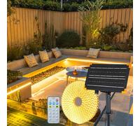 Gaoxun Tira de LED solar para exteriores, 15 m, 960 LED, para exteriores, IP68, resistente al agua, con mando a distancia, regulable, 8 modos, barra LED flexible para jardín, porche, balcón, cenador,