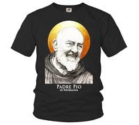 GAOYEA Catholic Shirt Saint Padre PIO of Pietrelcina Graphic Top Unisex 100% Cotton Short-Sleeve T-Shirts Black S