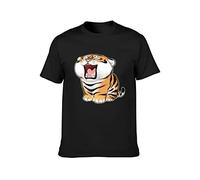 GAOYEA Cute Tiger Roar Unisex 100% Cotton Short-Sleeve T-Shirts Black S
