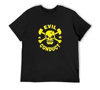 GAOYEA Evil Conduct Oi Punk Streetpunk Skull Jurney Print Funny Unisex 100% Cotton Short-Sleeve T-Shirts Black M