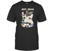 GAOYEA Guitar Jeff Beck Band Members Signatures Unisex 100% Cotton Short-Sleeve T-Shirts Black XL