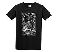 GAOYEA Waylon Jennings Portrait Graphic Top Unisex 100% Cotton Short-Sleeve T-Shirts Black XXXL