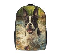 GAOYUCHUN Boston Terrier Dog Mochila Infantil,Mochila Kindergarten Niña Niño Mochila Escolar Linda Mochilas Bebe Guardería 3D Toddler Kids Bolso Mochila Preescolar Primaria 17inch