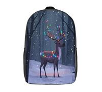 GAOYUCHUN Christmas Deer Mochila Infantil, Mochila 3D Mochila Guardería Pequeña Para Niñas Mochila Para Preescolar Con Correa Para El Pecho 17inch