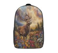 GAOYUCHUN Deer in Flower Mochila Infantil 3D, Mochila Guardería Pequeña Para Mochila Felpa Linda Para Preescolar Con Correa Para El Pecho 17inch