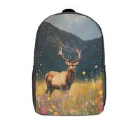 GAOYUCHUN Deer in Flower Mochila Para Niños Para Regreso A La Escuela Con Pecho 3D Y Capa De Plegable Para Niños Mochila De Viaje 17inch
